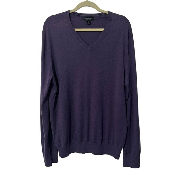 BANANA REPUBLIC Cashmere-Silk Blend XLarge Deep Purple Sweater Men’s - Picture 7 of 8